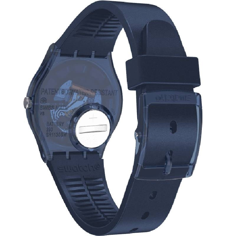 Orologio Donna Gomma Resina Swatch Quarzo Solo Tempo Glitter Sideral Blue GN269