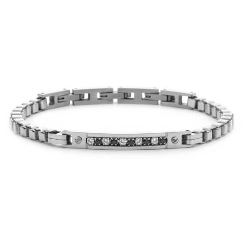 Bracciale Uomo 4US Cesare Paciotti Acciaio Targhetta Zirconi 4UBR7849