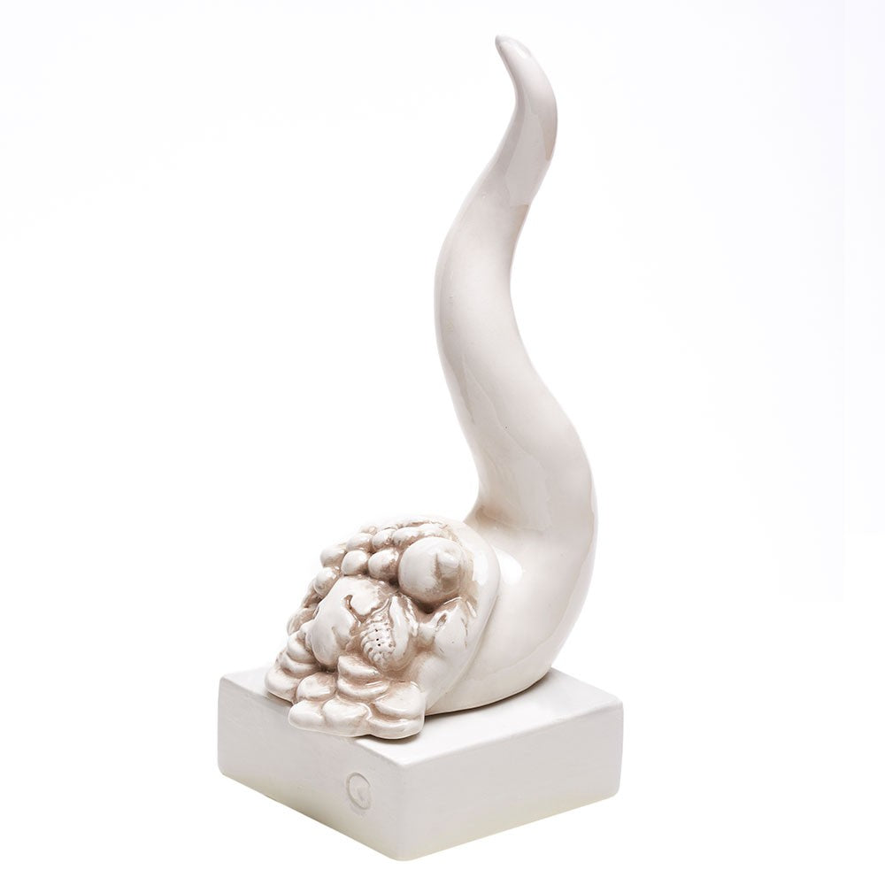 Corno Portafortuna Cornucopia Ceramica Bianca Macrì TE115