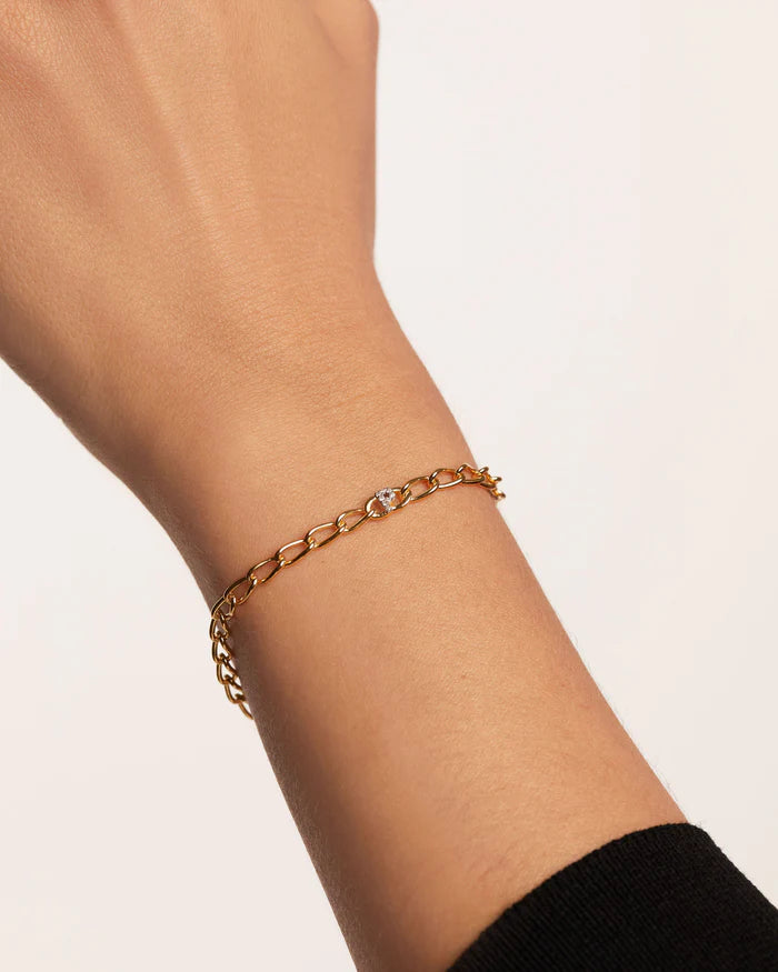 Bracciale Donna PDPaola Argento 925 Dorato Catena Iniziale P Zirconi PU01-553-U
