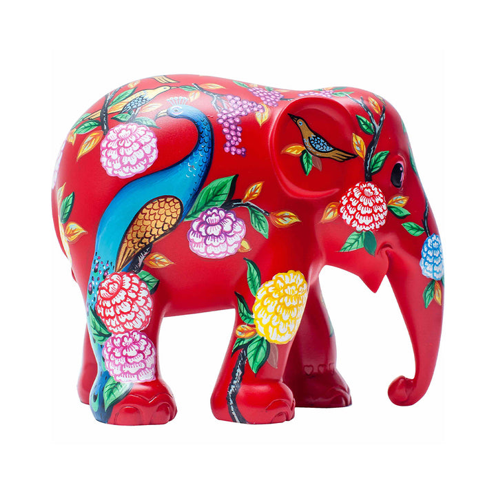 Scultura Elefante Onlylux Peacock Garden 20 cm Resina Dipinto A Mano 8858831237452
