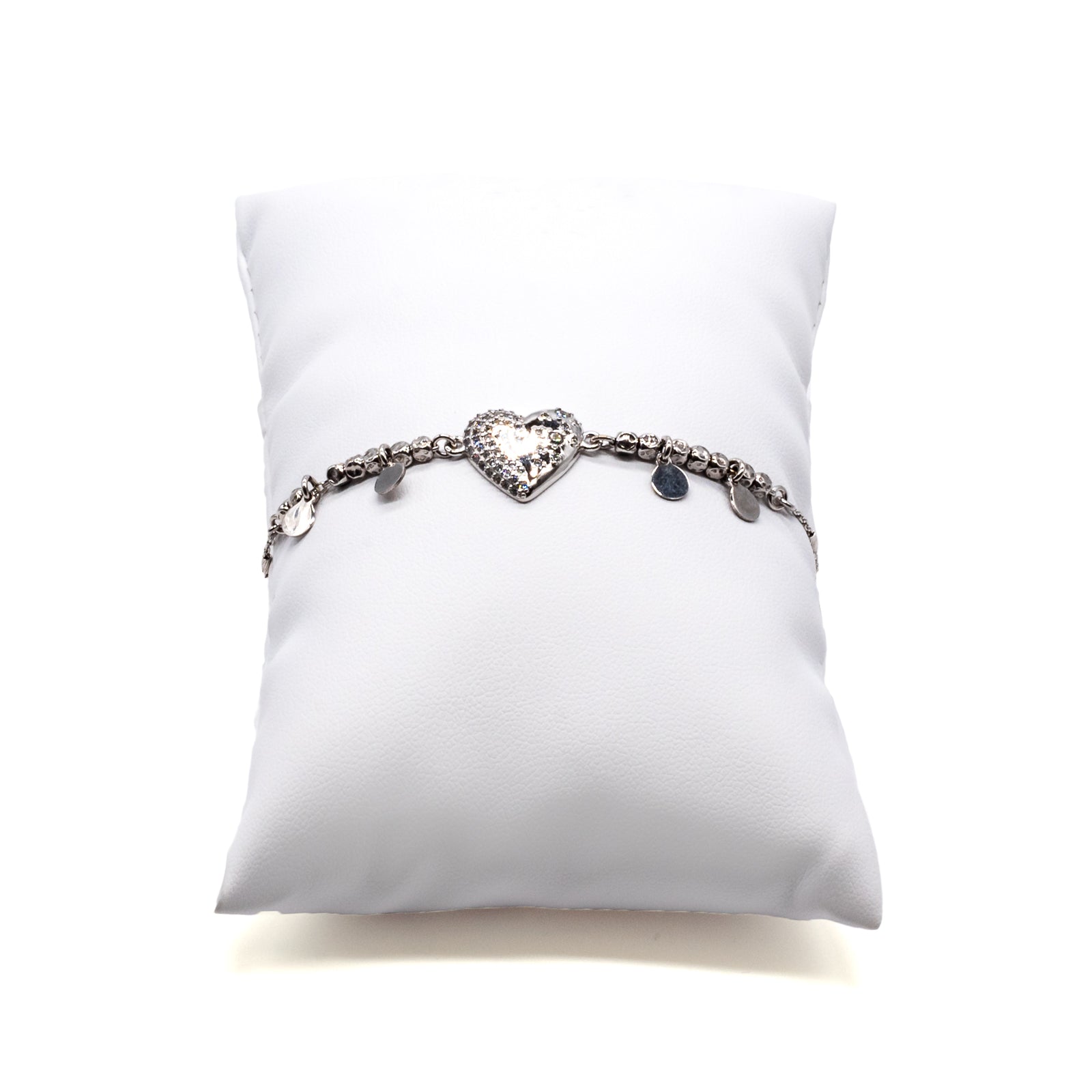 Bracciale Donna Re Mida Argento 925 Cuore Pieno Zirconi Bianchi B012