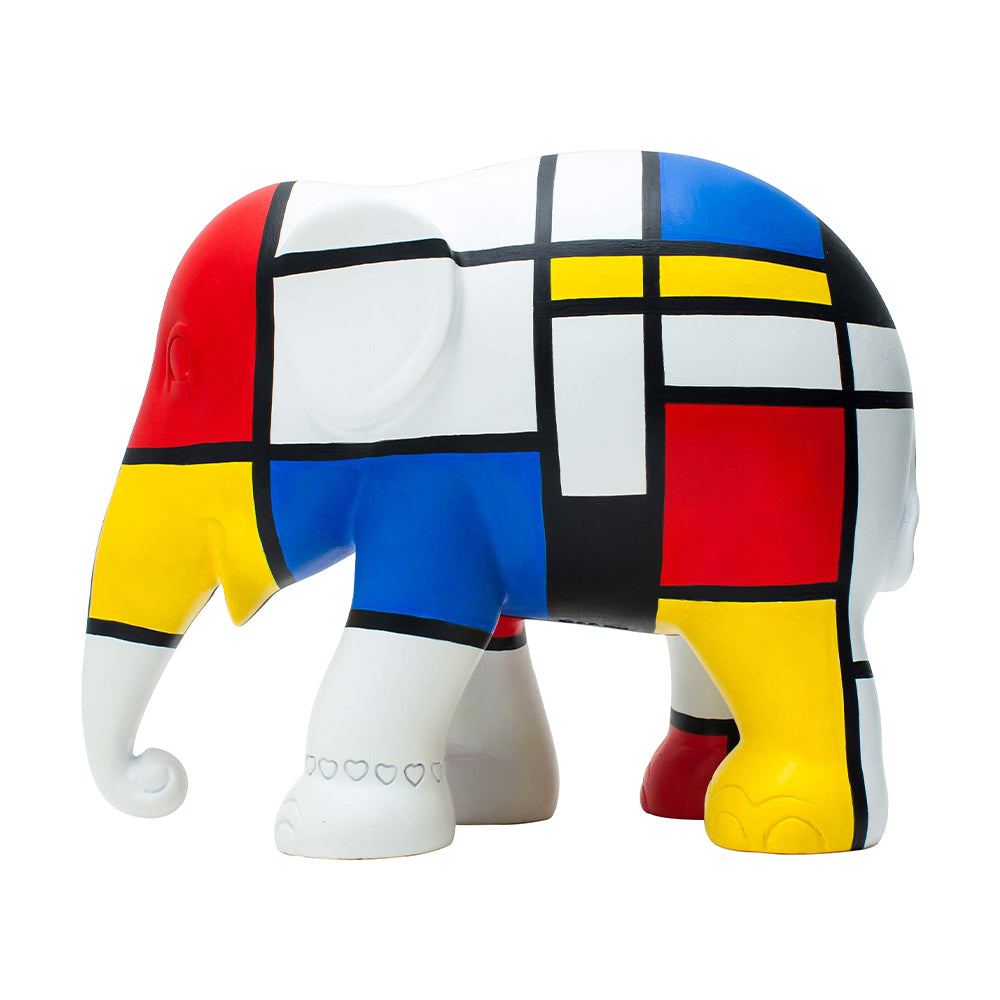 Scultura Elefante OnlyLux Hommage To Mondriaan 10cm Resina Dipinto A Mano 8858831241619