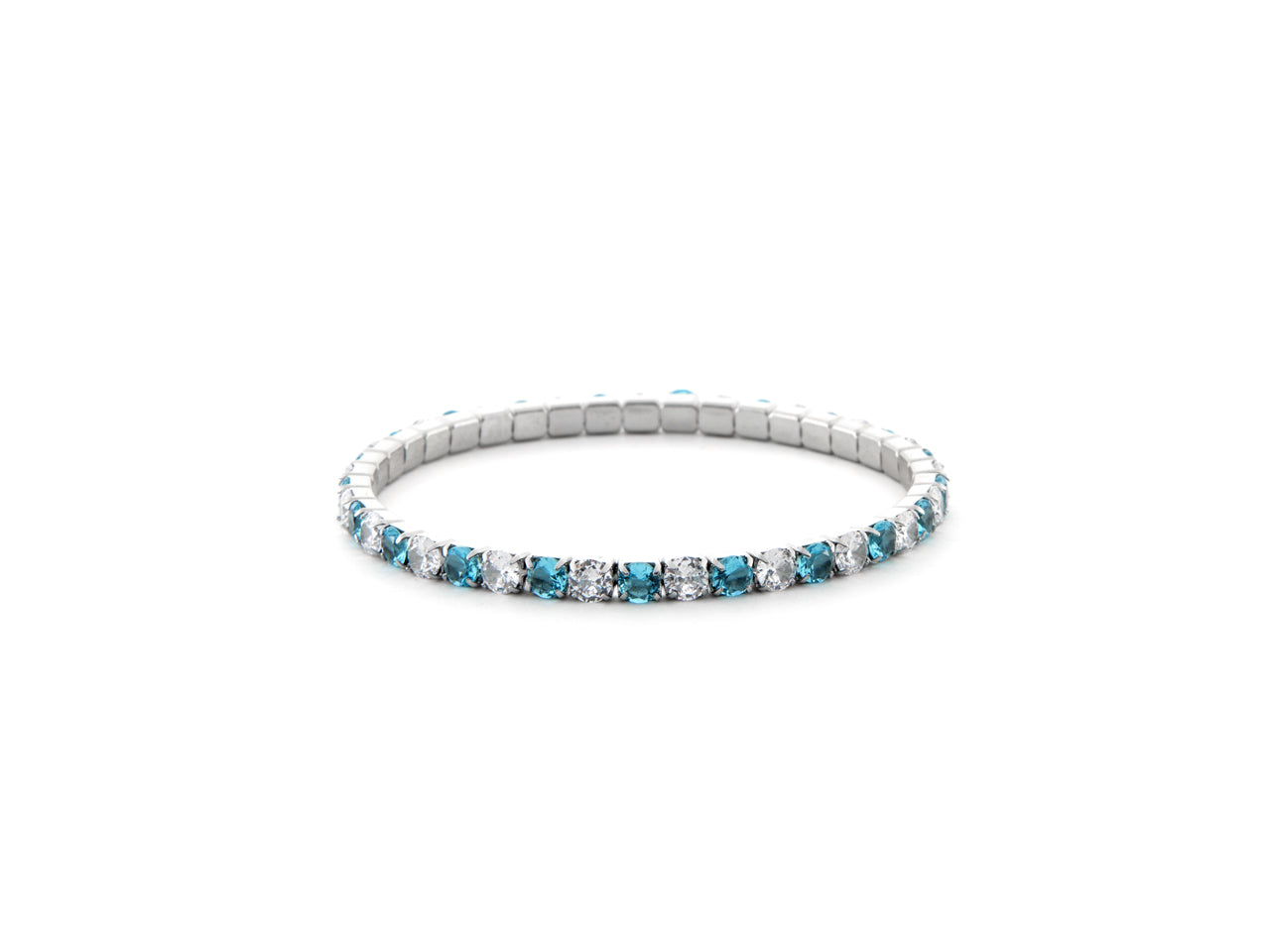 Bracciale Donna 4US Cesare Paciotti Tennis Acciaio Zirconi Celesti e bianchi a molla 4UBR6664W