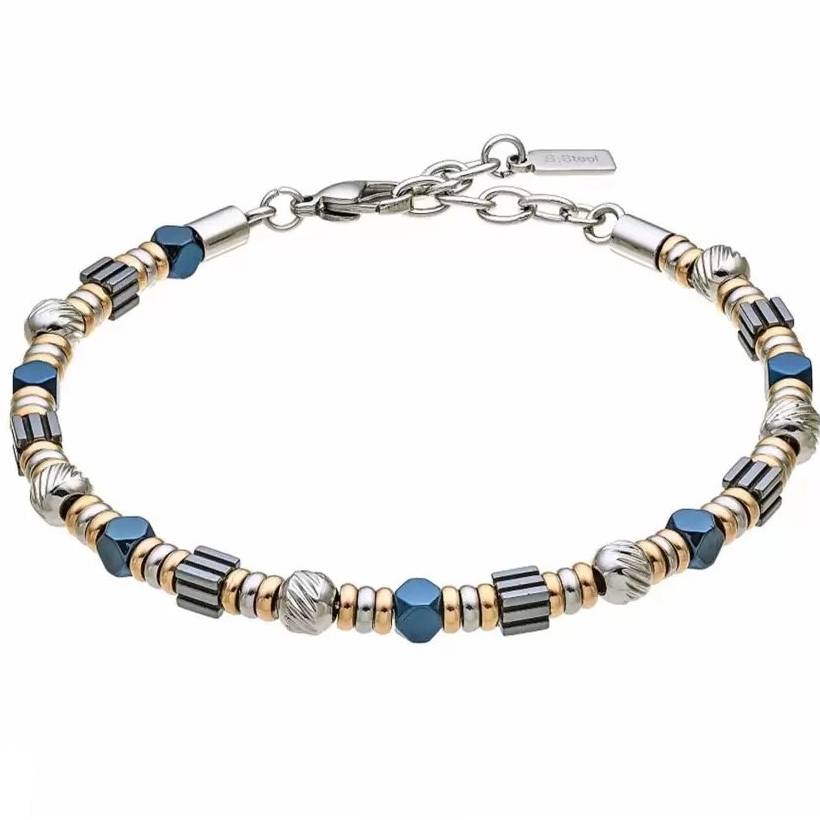 Bracciale Uomo Zancan Catena Acciaio Dischetti Blu UHB140