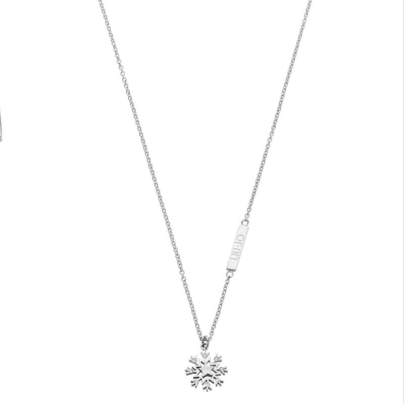 Collana Donna Liu Jo Acciaio Maglia Rollò Fiocco di Neve Zirconi Bianchi LJ2111