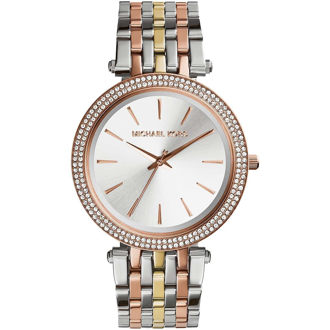 Orologio Donna Acciaio Tre Colori Zirconi Quarzo Solo Tempo Michael Kors MK3203