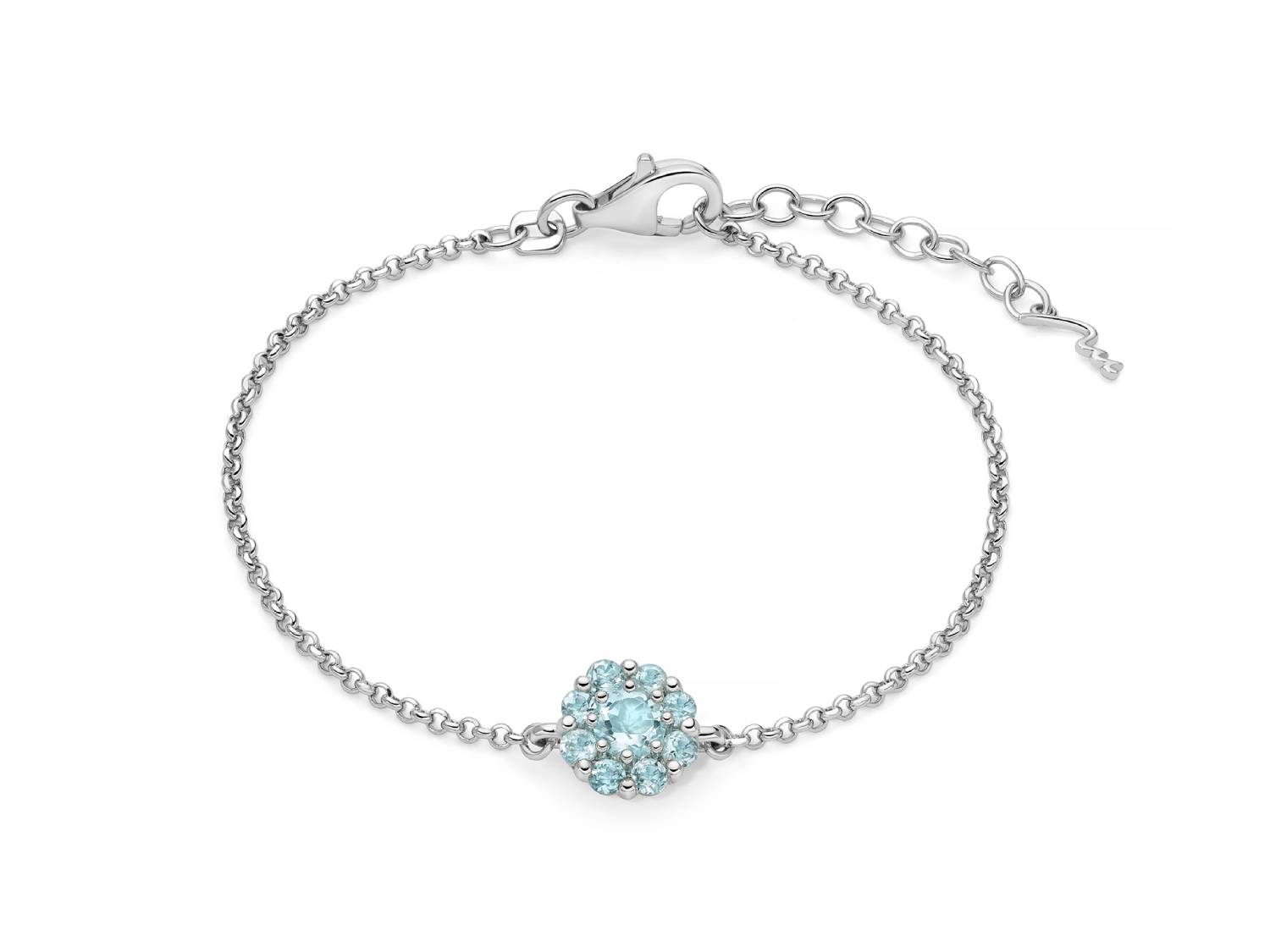 Bracciale Donna Miluna Gemma Del Cielo Argento 925 Topazio Azzurro Fiore BRD991