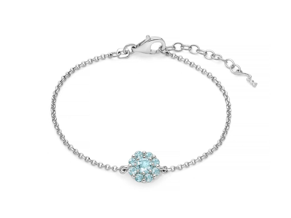 Bracciale Donna Miluna Gemma Del Cielo Argento 925 Topazio Azzurro Fiore BRD991