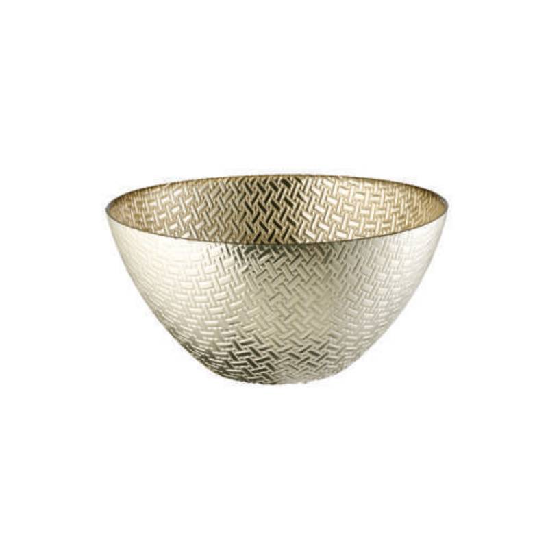 Centrotavola Coppa Onlylux Vetro Pattern 20 cm Oro/Silver OL03086