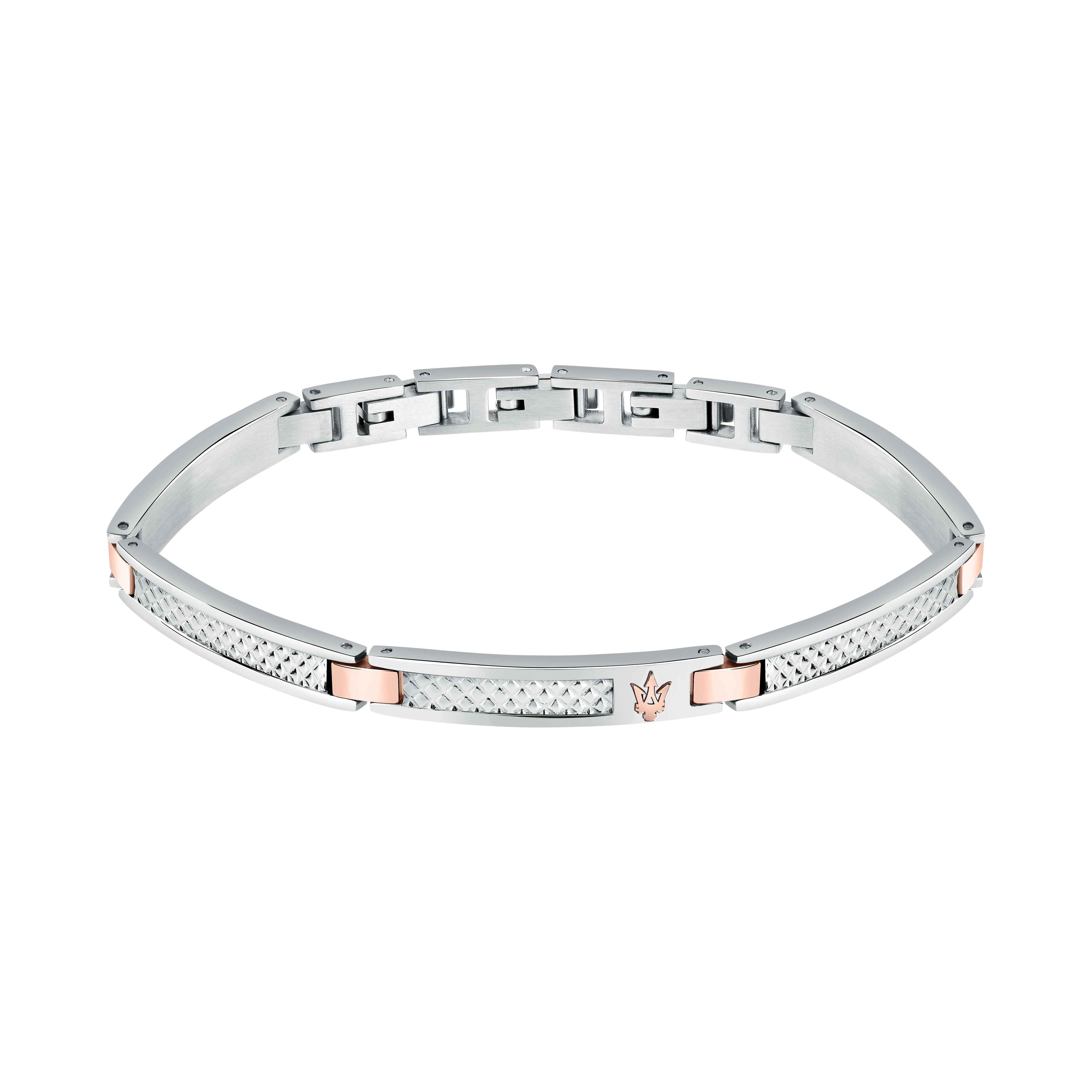 Bracciale Uomo Maserati Acciaio Bicolore Effetto Borchie Logo Tridente JM423AVD23