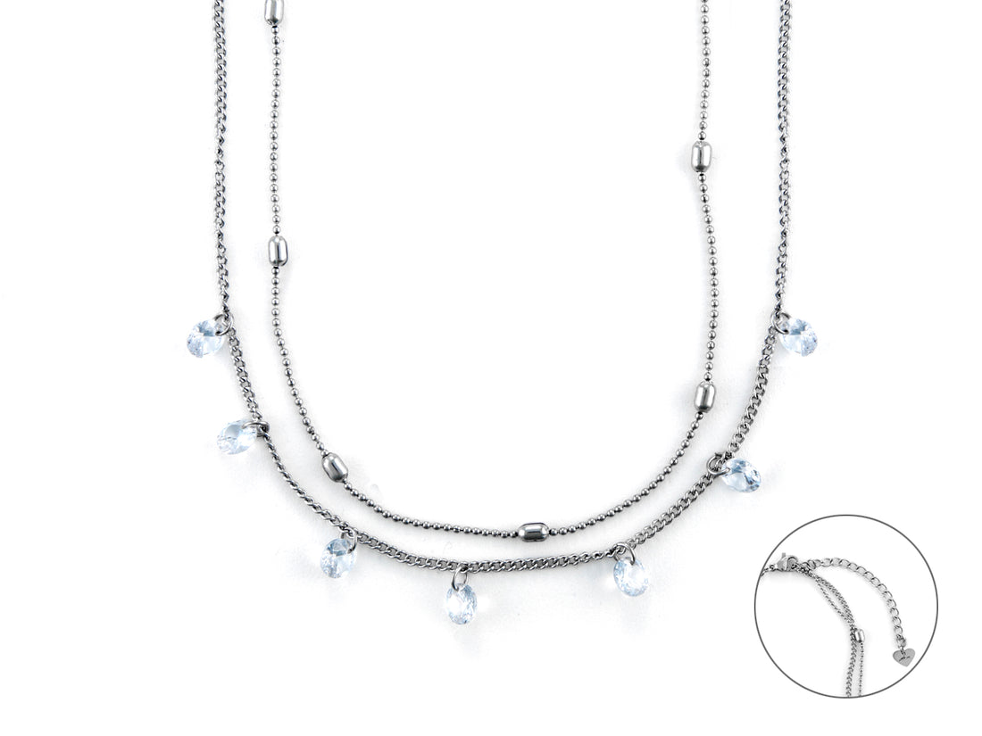 Collana Donna 4US Cesare Paciotti Acciaio multifilo con pietre bianche pendenti 4UCL6534W