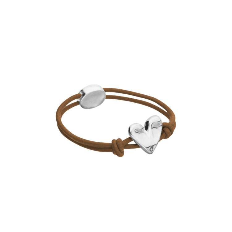 Bracciale Donna Uno De 50 Filo Elastico Marrone Cuore Placcato Argento PUL2641MARMTL0M