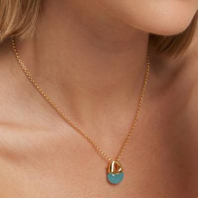 Collana Donna Sogni Argento 925 Dorato Quarzo Neon Blu CL122GA