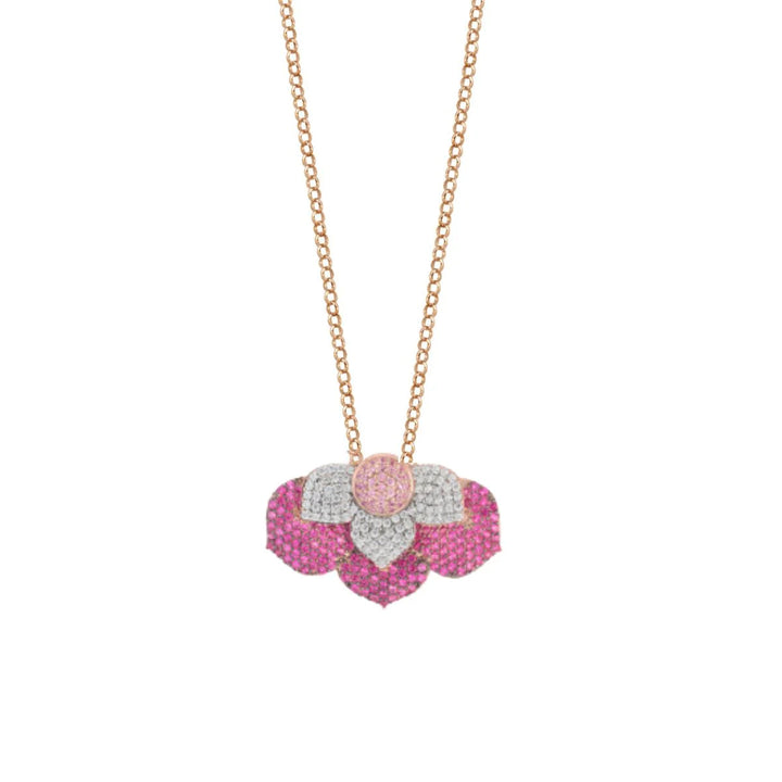 Collana Donna Sogni Argento Rosè 925 Fiore Petali Zirconi Viola CL101RRS
