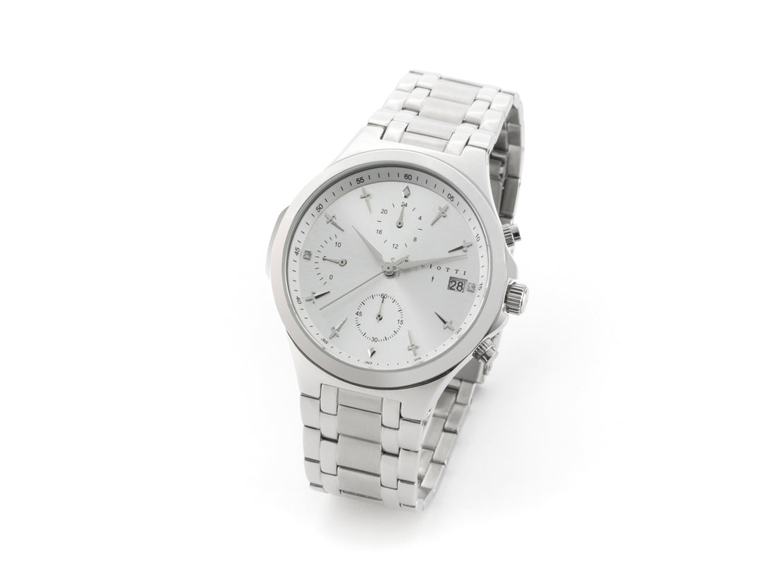 Orologio Uomo Cesare Paciotti Acciaio Quarzo Cronografo Argentè Sunray Data TSCR226