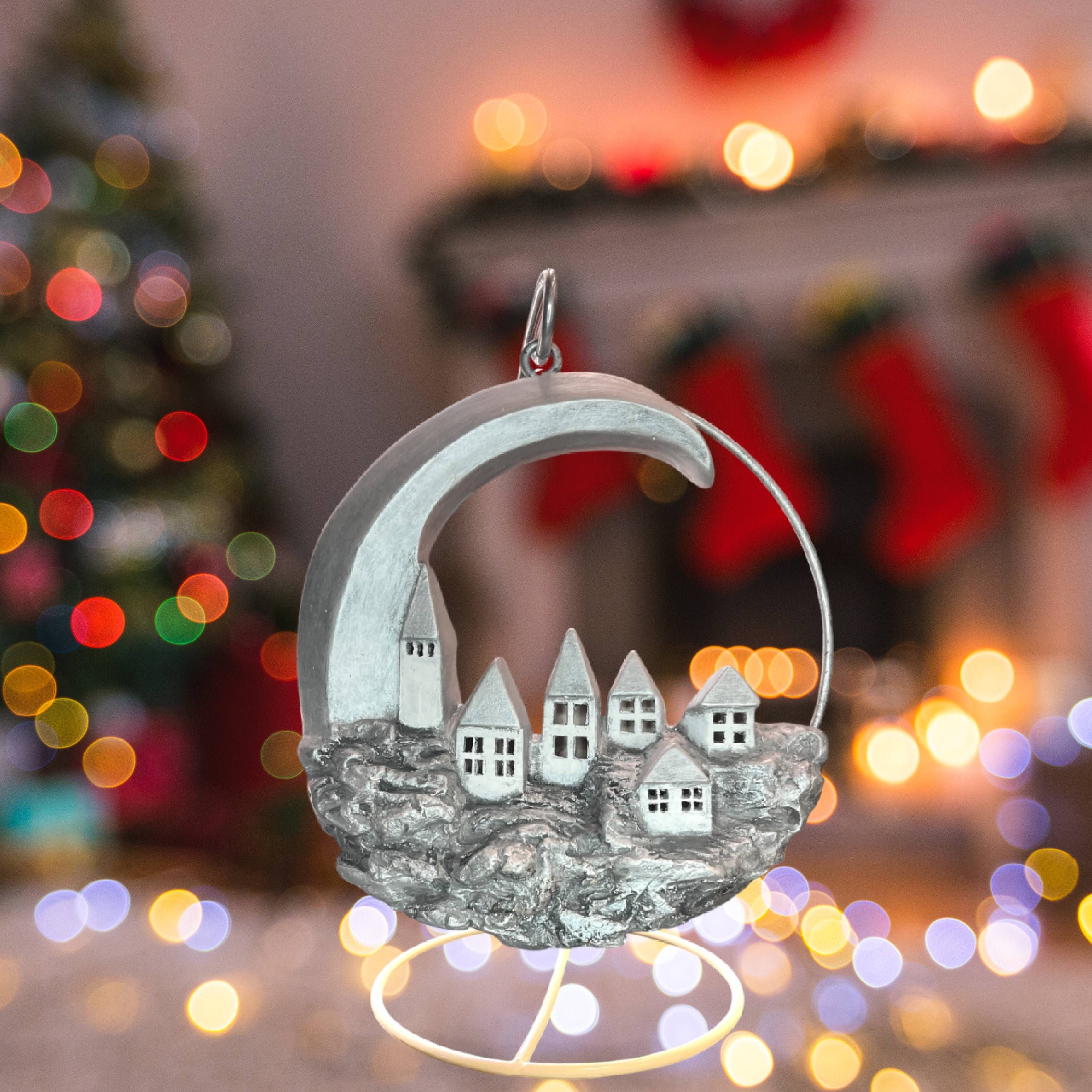 Decorazione Luna Con Paesaggio Ceramex Silver 3039.2