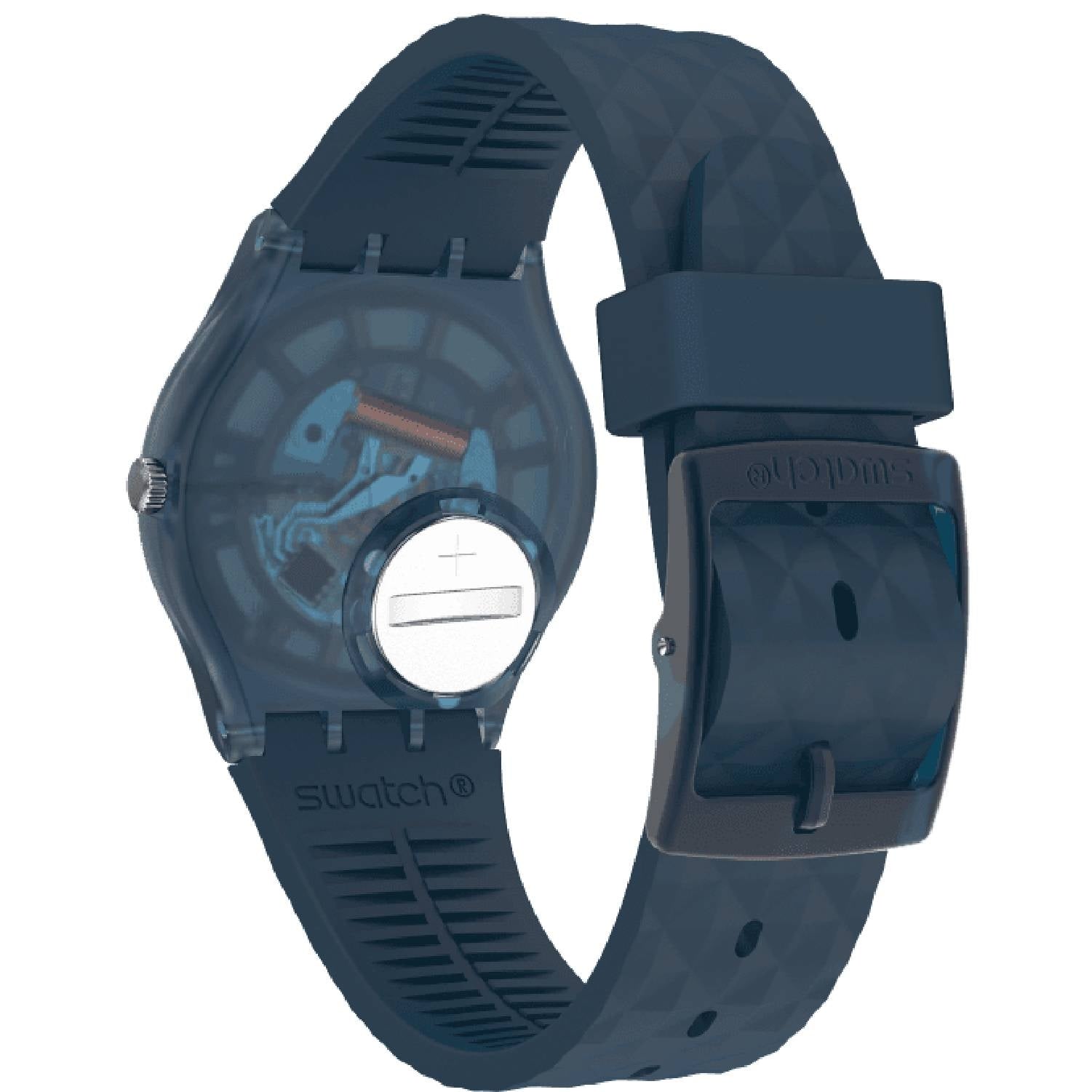Orologio Donna Gomma Silicone Swatch Quarzo Solo Tempo Blu Numeri GN271