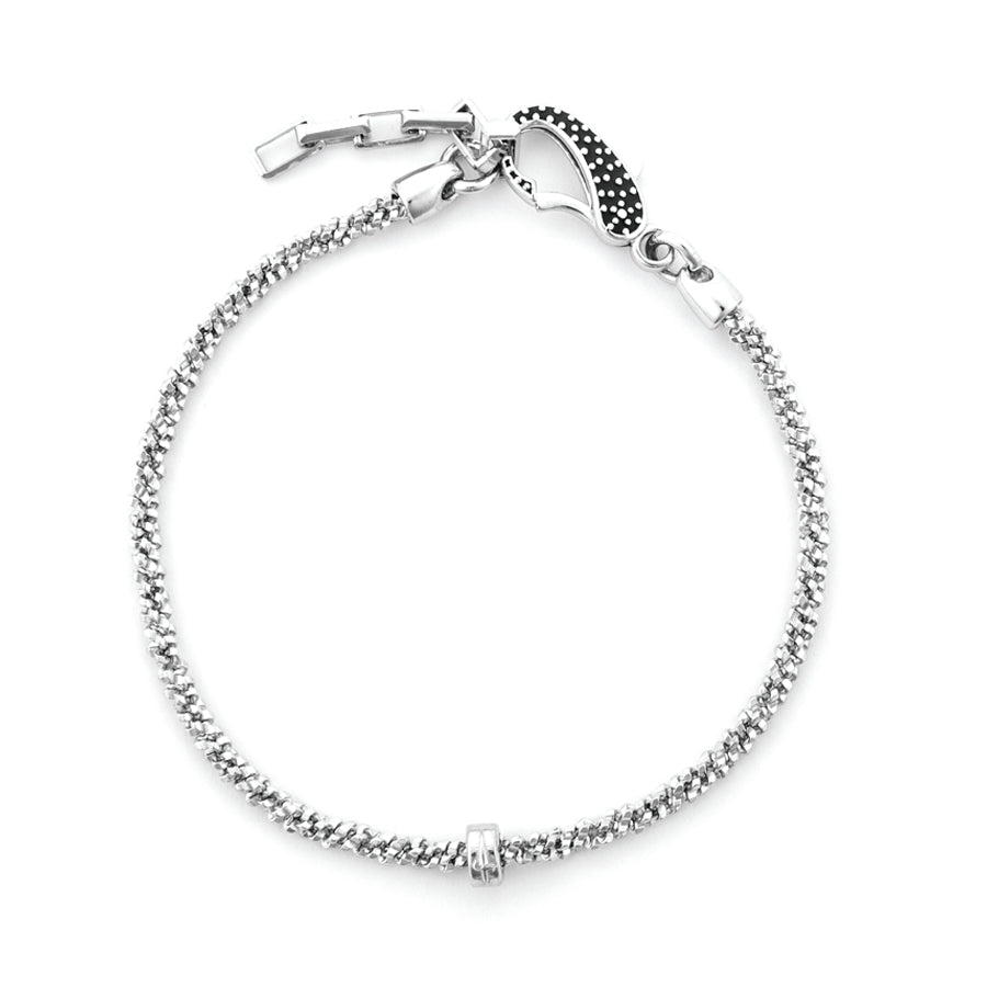 Bracciale Uomo Cesare Paciotti Argento Catena Sfaccettata Spinelli Neri JPBR5107B
