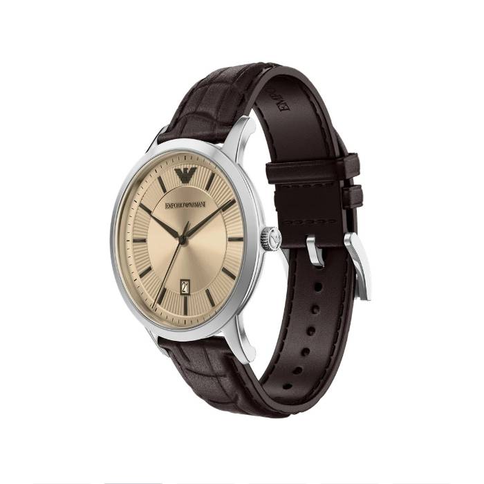 Orologio Uomo Emporio Armani Quarzo Data Bronzo Cinturino Pelle Marrone AR11783