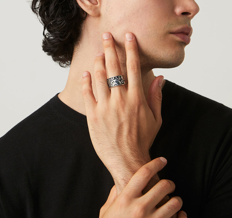 Anello Uomo Giovanni Raspini Argento 925 Fascia Ingranaggi Meccanici 11327/22