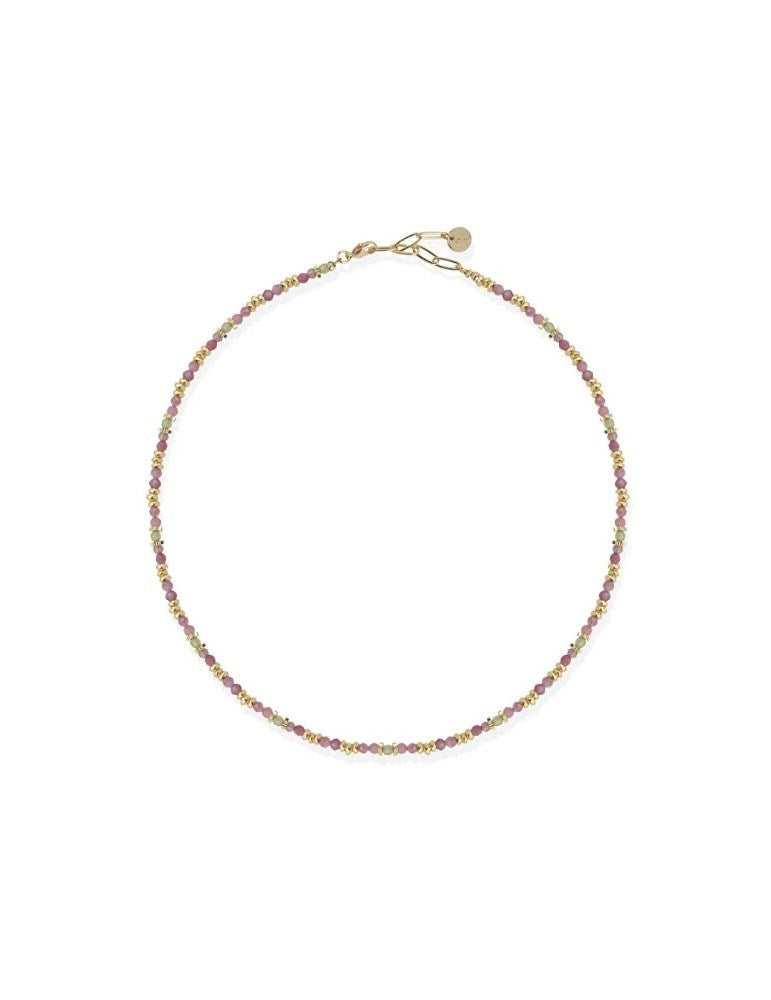 Collana Donna Liu Jo Acciaio Dorato Catena Pietre Quarzi Rosa LJ2892