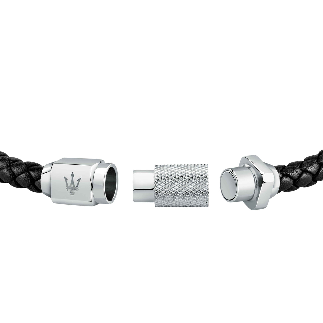Bracciale Uomo Maserati Acciaio Rosè Pelle Blu Logo Sfaccettato Calamita JM223AVE16