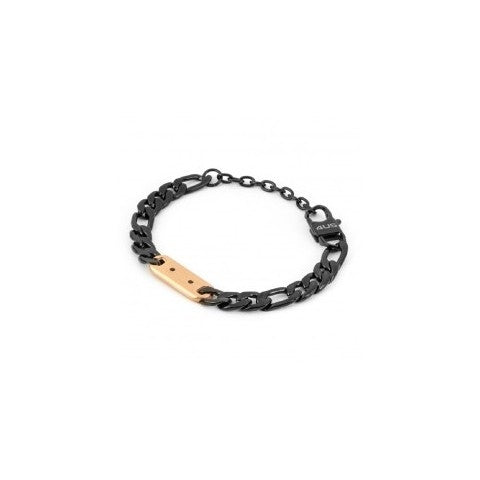 Bracciale Uomo 4US Cesare Paciotti acciaio in pvd nero con centrale rigido colore PVD rosè 4UBR4390