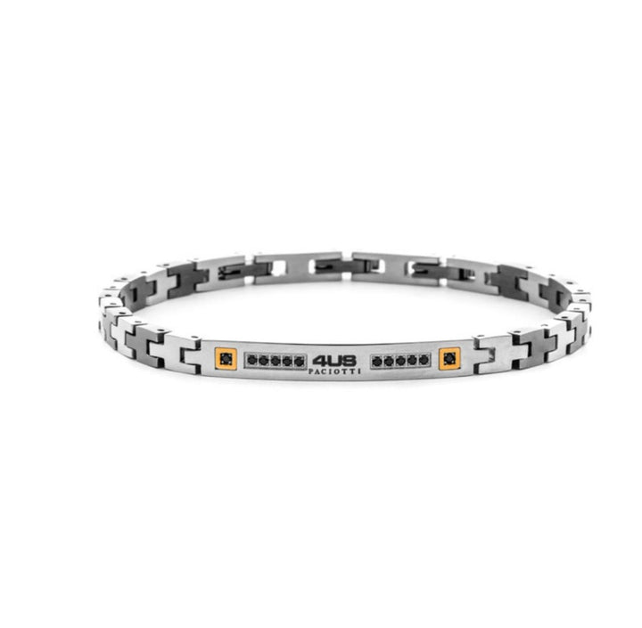 Bracciale Uomo 4US Cesare Paciotti Acciaio Acciaio Nero Dettaglio Oro 18kt Spinello Nero Nera 4UBR8289
