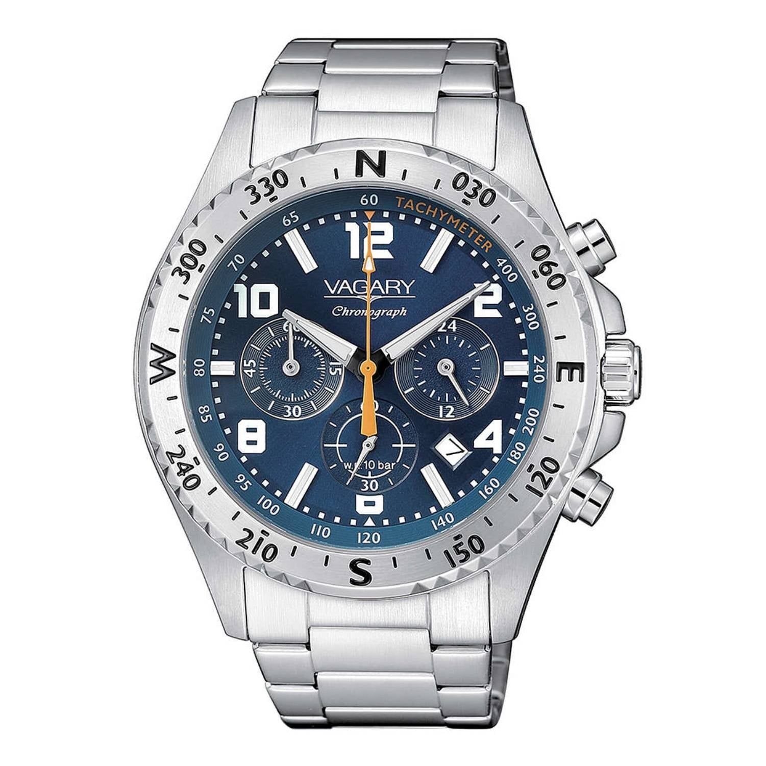 Orologio Uomo Acciaio Vagary Quarzo Cronografo Data Blu Numeri IV4-411-71