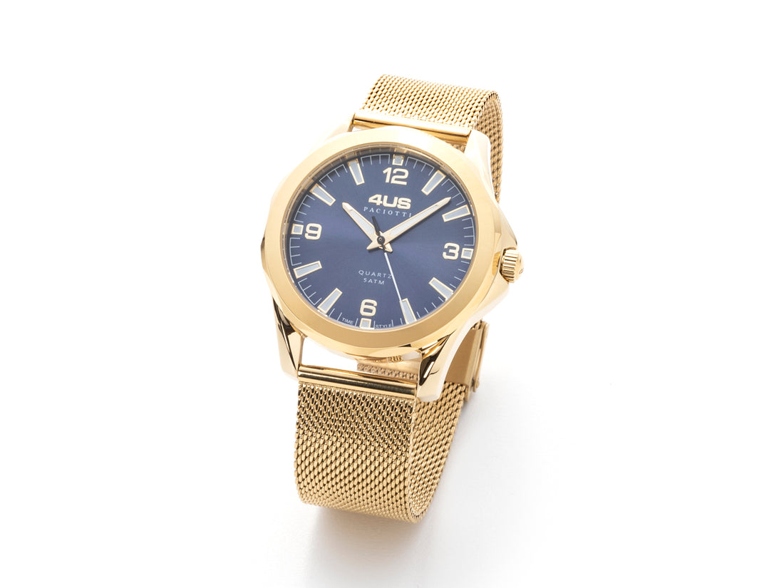 Orologio Uomo 4US Cesare Paciotti Acciaio Dorato Blu Quarzo T4LS335