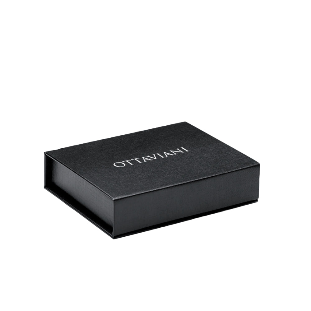 Set Portafoglio e Portachiavi Uomo Ottaviani Pelle Nera Lucida Acciaio 84282