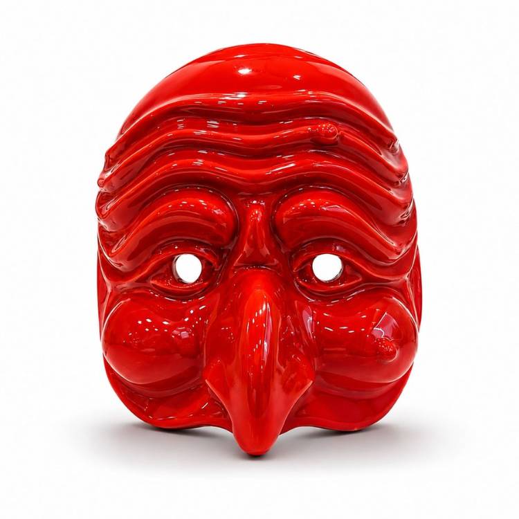 Scultura Macrì Maschera Media Pulcinella Rossa TE044R