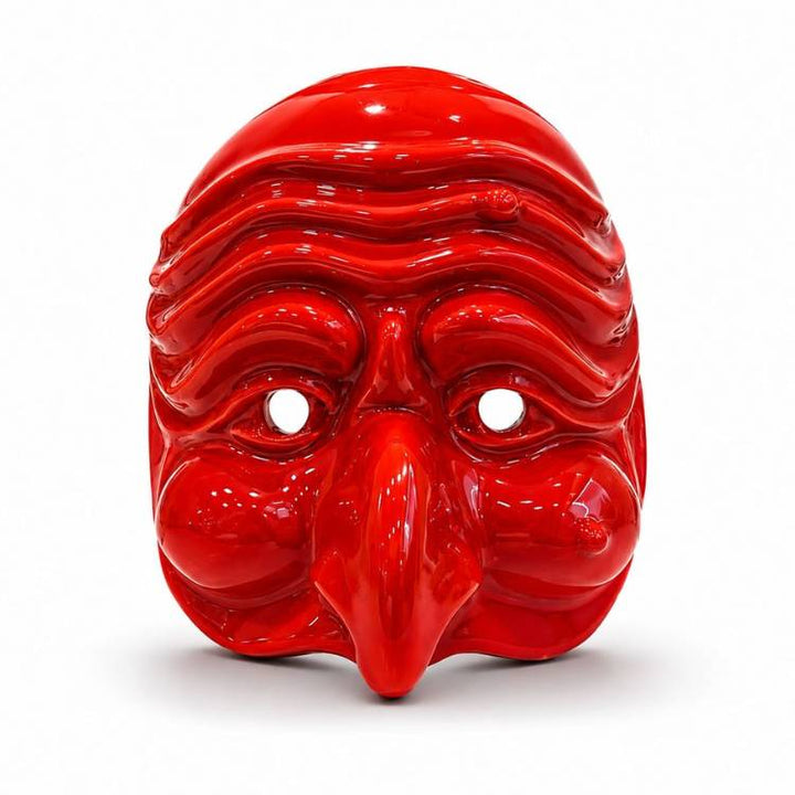 Scultura Macrì Maschera Media Pulcinella Rossa TE044R
