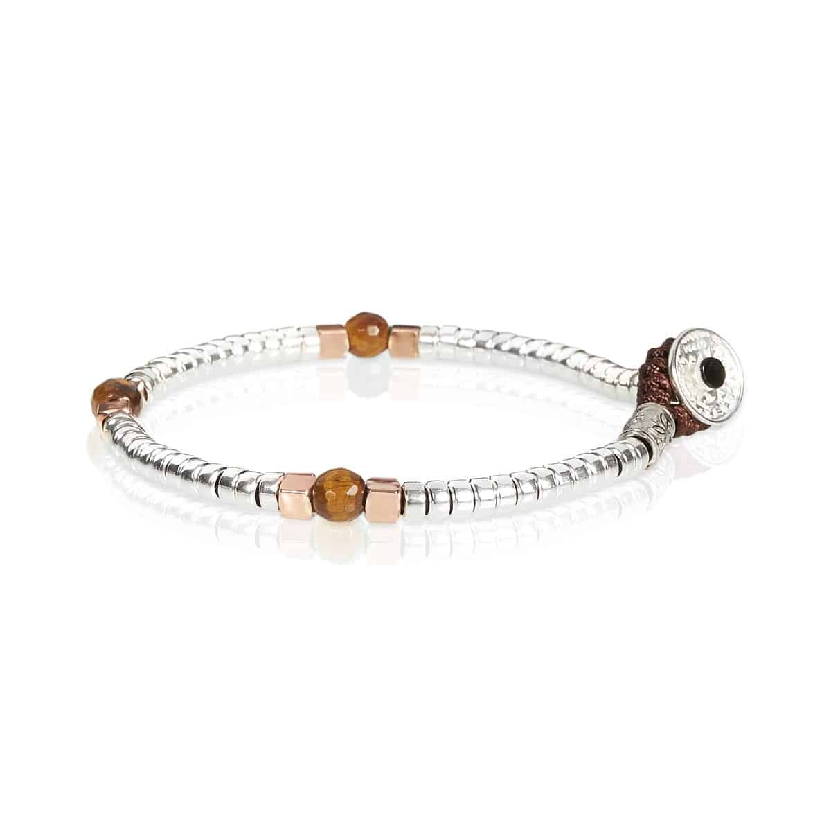 Bracciale Unisex Gerba Argento 925 Mon Amour Pietra Occhio Di Tigre Lucido MA40