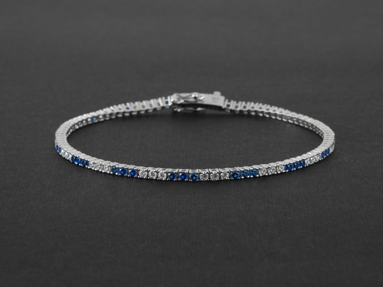 Bracciale Uomo Cesare Paciotti Tennis Argento 925 Zirconi Bianchi Blu JPBR2479B/19