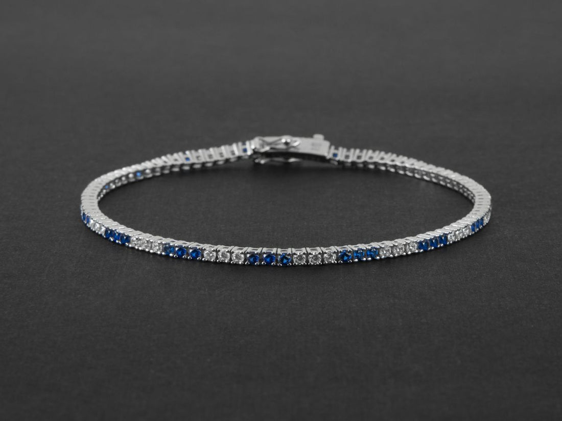 Bracciale Uomo Cesare Paciotti Tennis Argento 925 Zirconi Bianchi Blu JPBR2479B/19