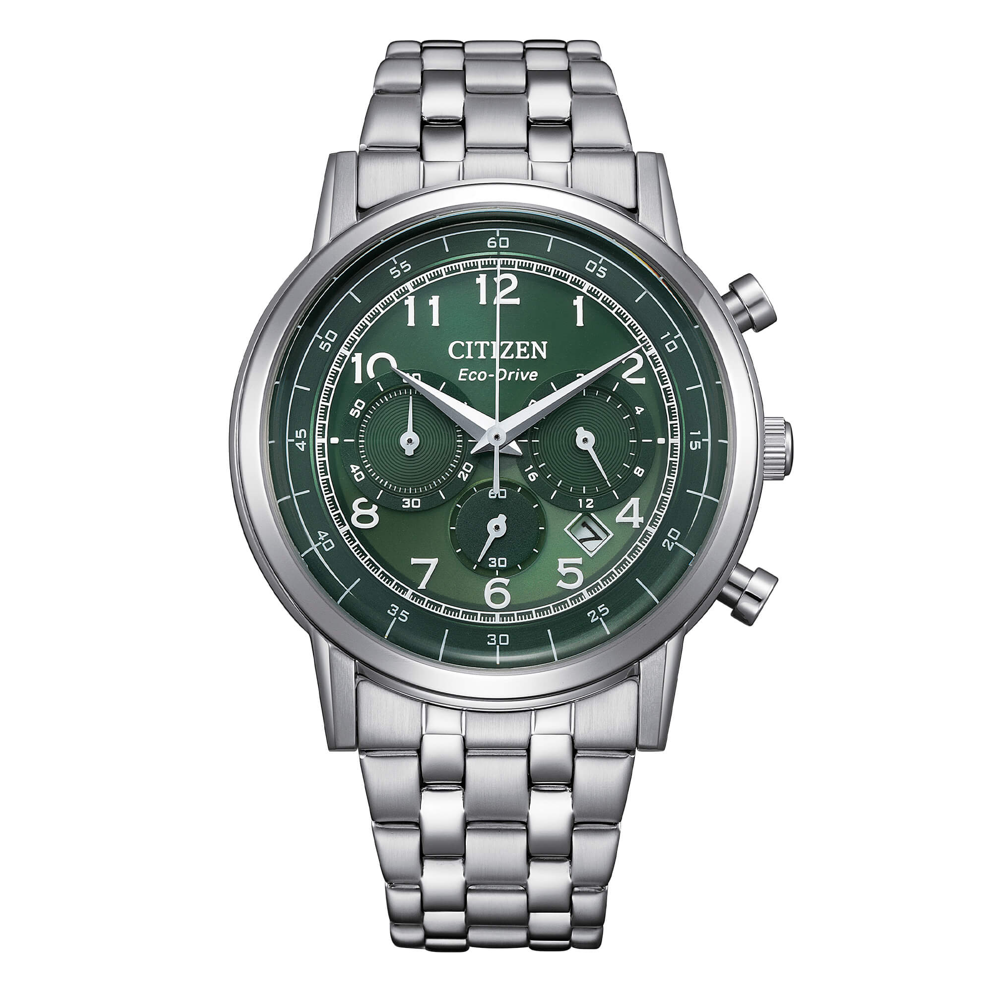Orologio Uomo Citizen Verde Classic Eco-Drive Cronografo Acciaio Data CA4630-53X