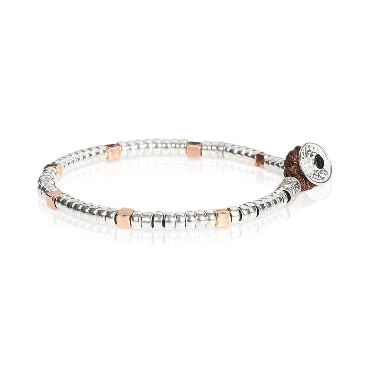 Bracciale Unisex Gerba Argento 925 Mon Amour Biglie Lucide Cubi Rosè MA42
