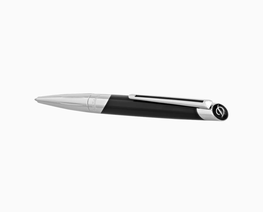 Penna Uomo Dupont Sfera Roller Acciaio Lucido Nero Specchio 405706
