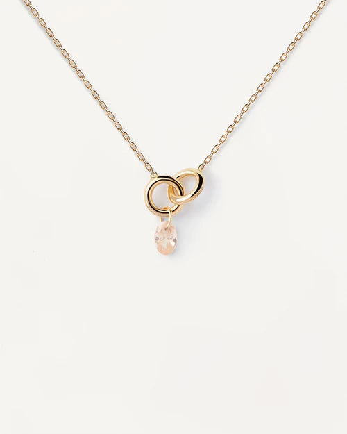 Collana Donna PDPaola Argento Dorato 925 Zircone Rosa Pesca CO01-844-U