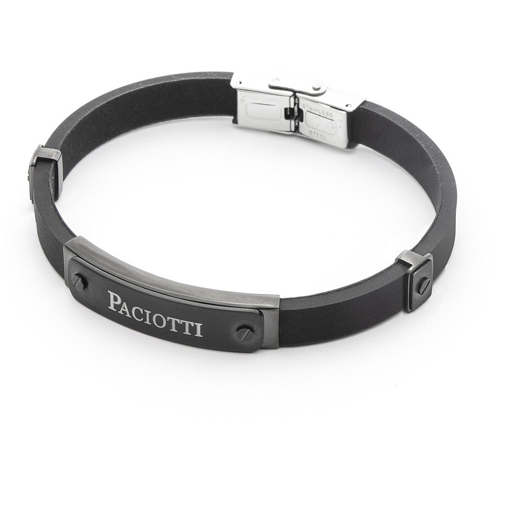 Bracciale Uomo 4US Cesare Paciotti Acciaio E Gomma Finitura Nera 4UBR4542