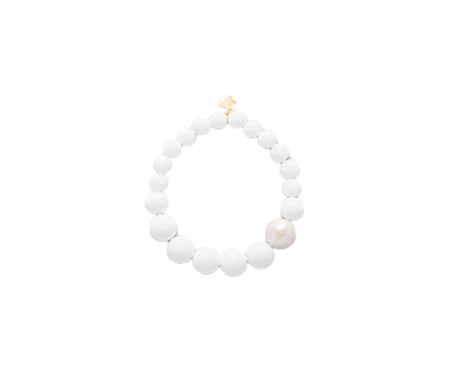 Bracciale Donna Elastico Mikiko Agglomerato Agata Bianca Perla A Scalare MB7410A1AGATA