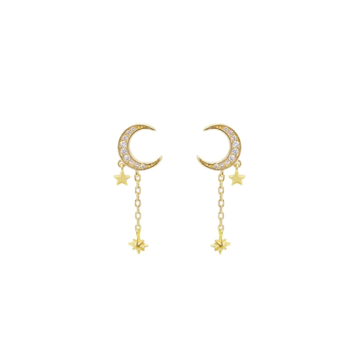 Orecchini Donna Laura P. Argento Dorato 925 Mezza Luna Zirconi Bianchi OR0188GB
