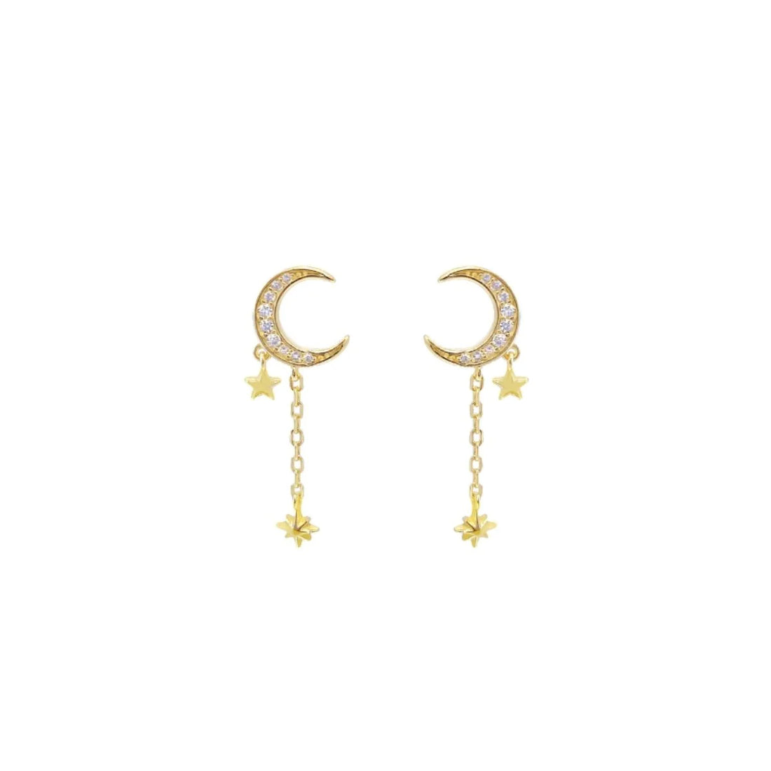 Orecchini Donna Laura P. Argento Dorato 925 Mezza Luna Zirconi Bianchi OR0188GB
