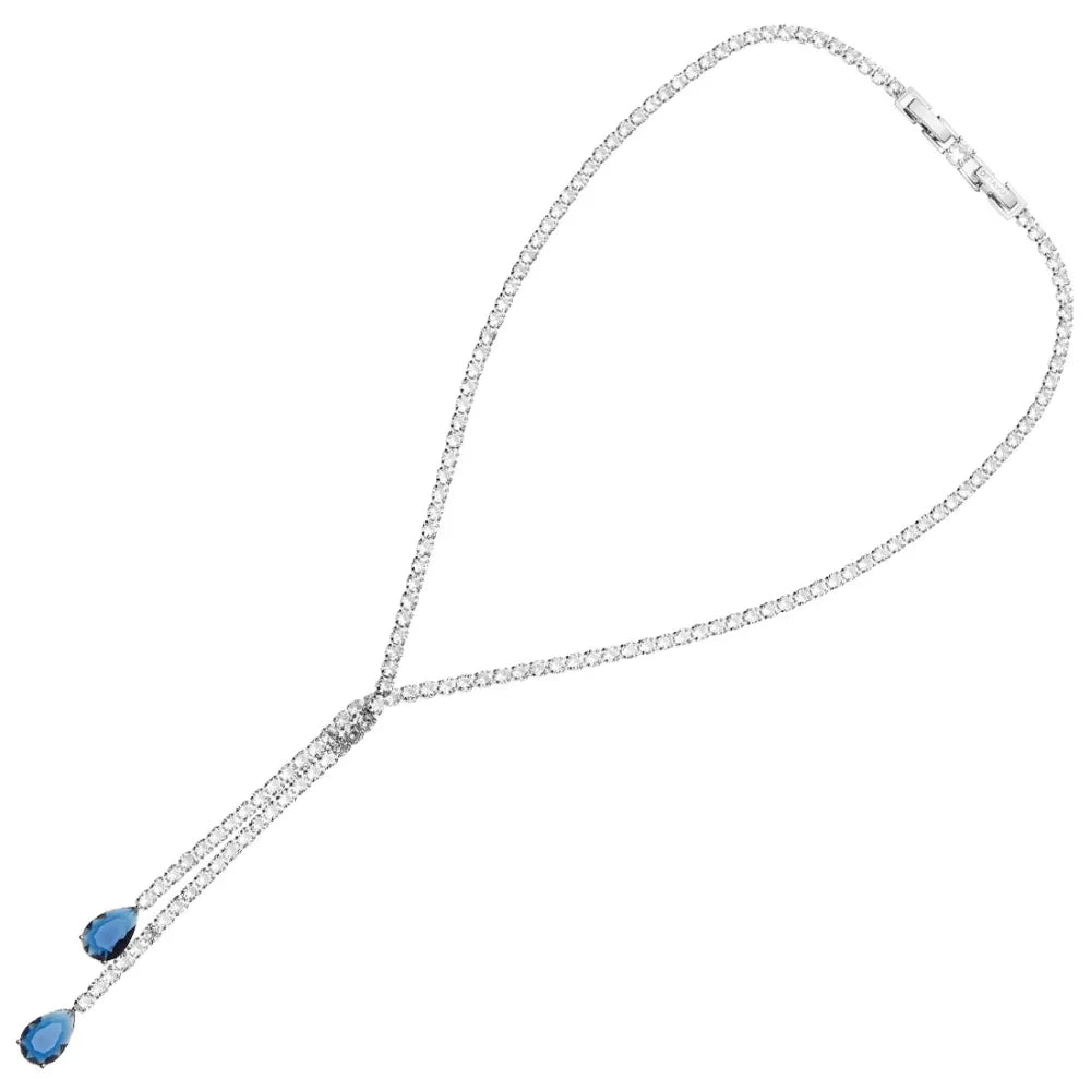 Collana Donna Ottaviani Tennis Saliscendi Zirconi Bianchi e blu 501271C