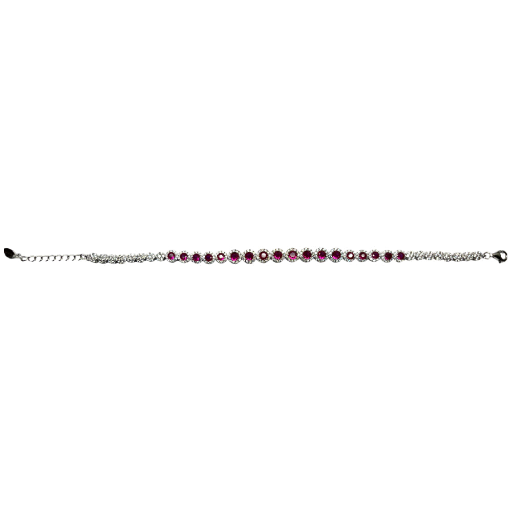 Bracciale Unisex Angelic Re Mida Tennis Argento Zirconi Bianchi Rossi Tennis-21