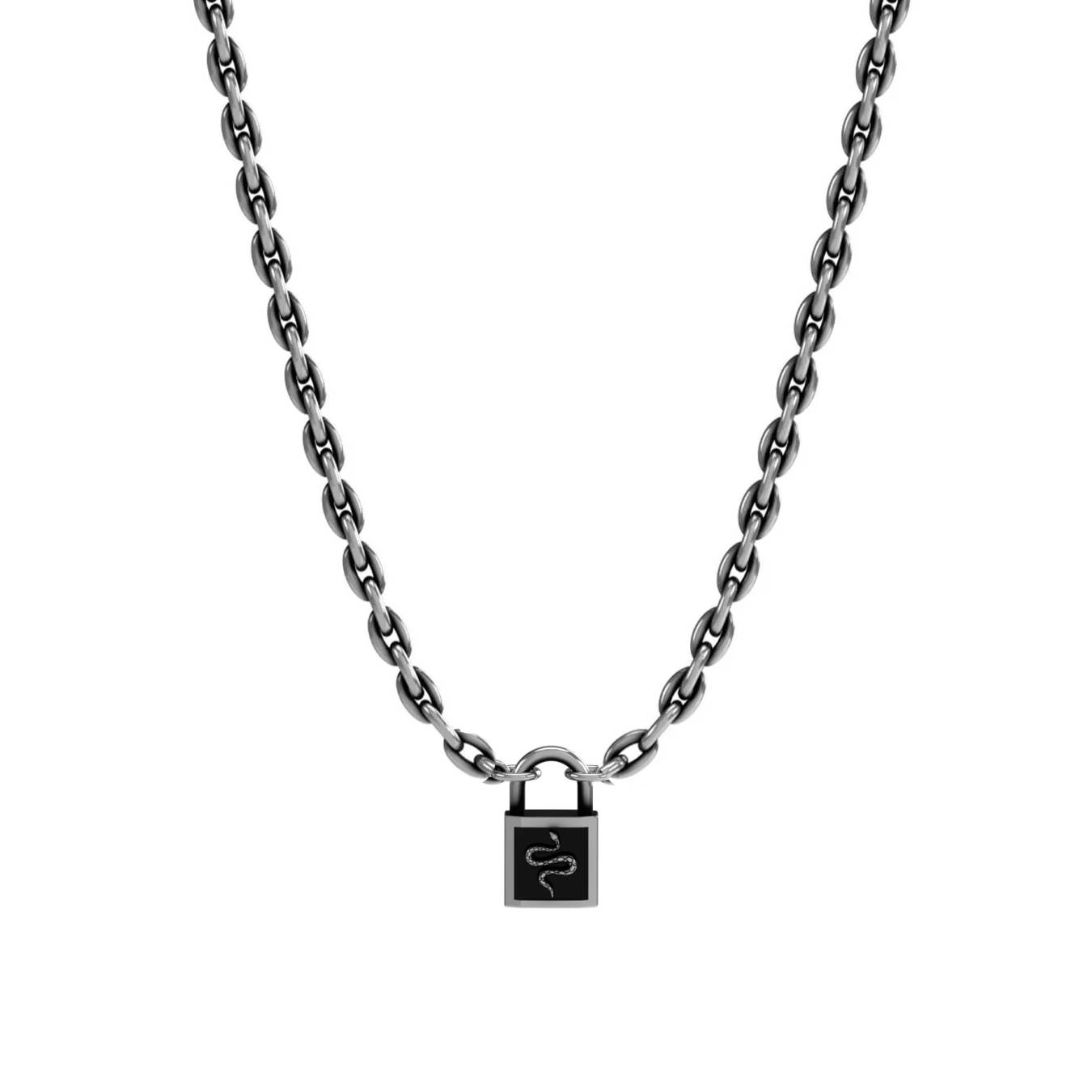 Collana Uomo John Richmond Lucchetto Serpente Bronzo Argentato JRLP03BW