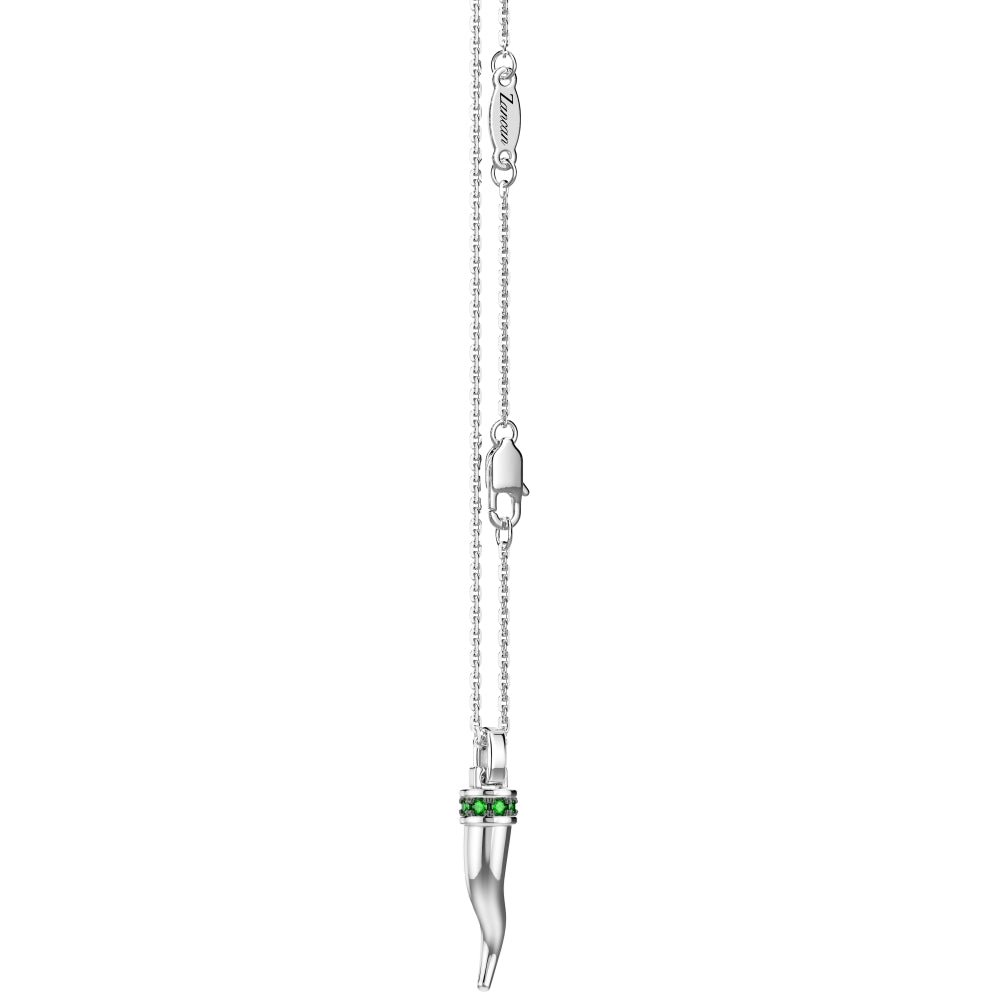 Collana Uomo Zancan Argento 925 Corno Pendente Zirconi Verdi ESC186-VE