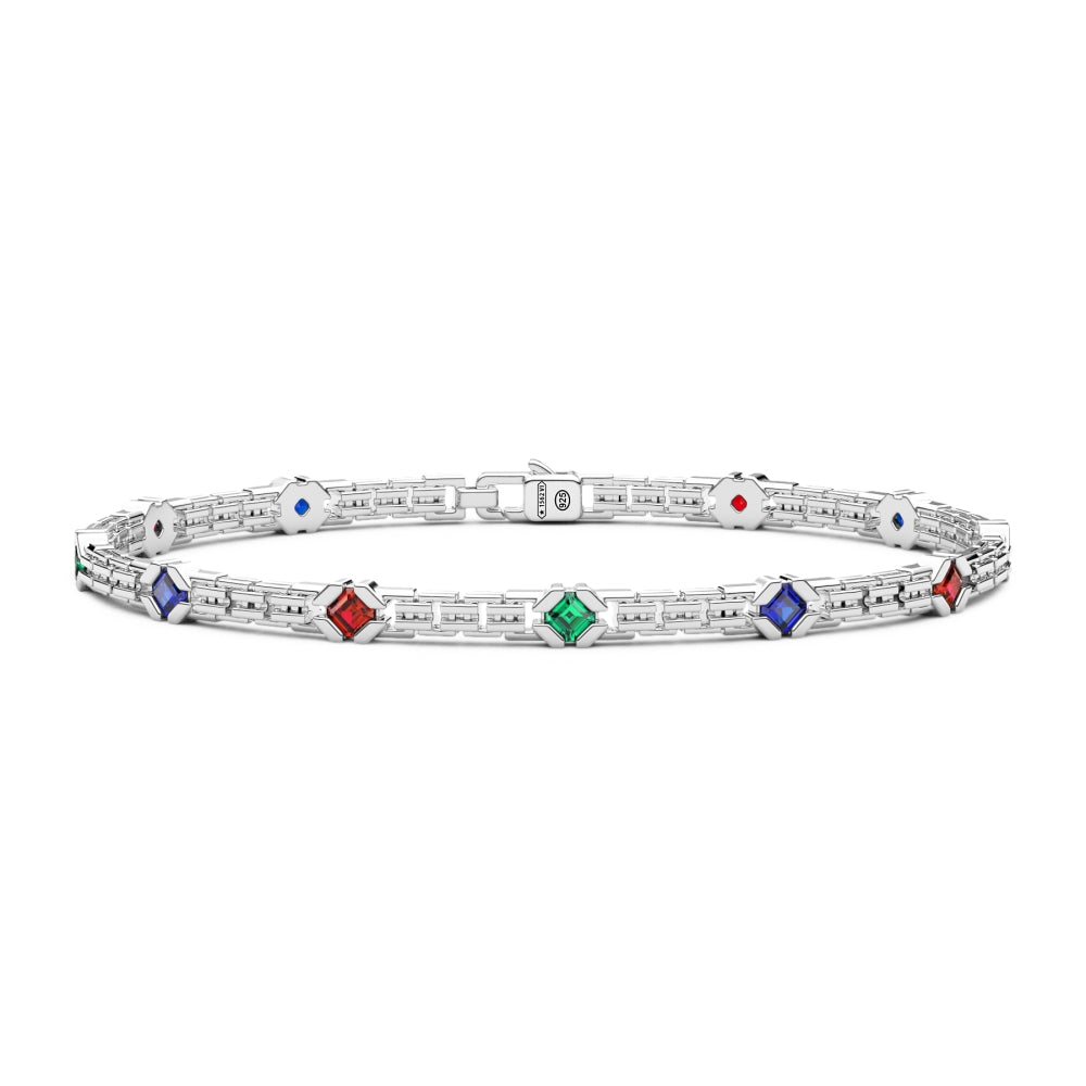 Bracciale Uomo Zancan Tennis Argento 925 Quarzi Naturali Colorati ESB314-BRV